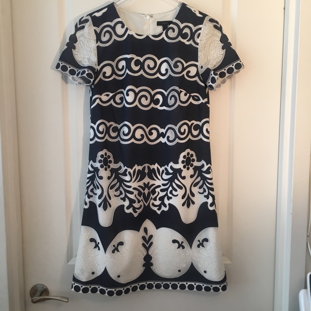 J. Crew | Short-sleeve shift dress in ornate lace